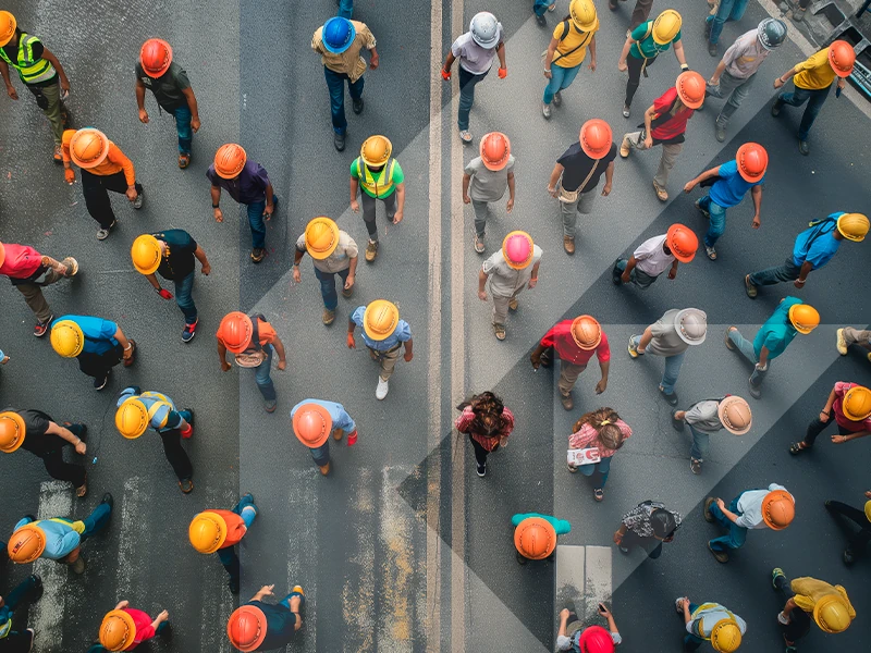 Trabajadores caminando