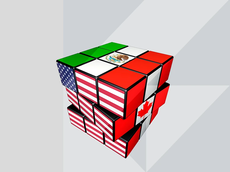 Cubo Rubik con banderas del TMEC