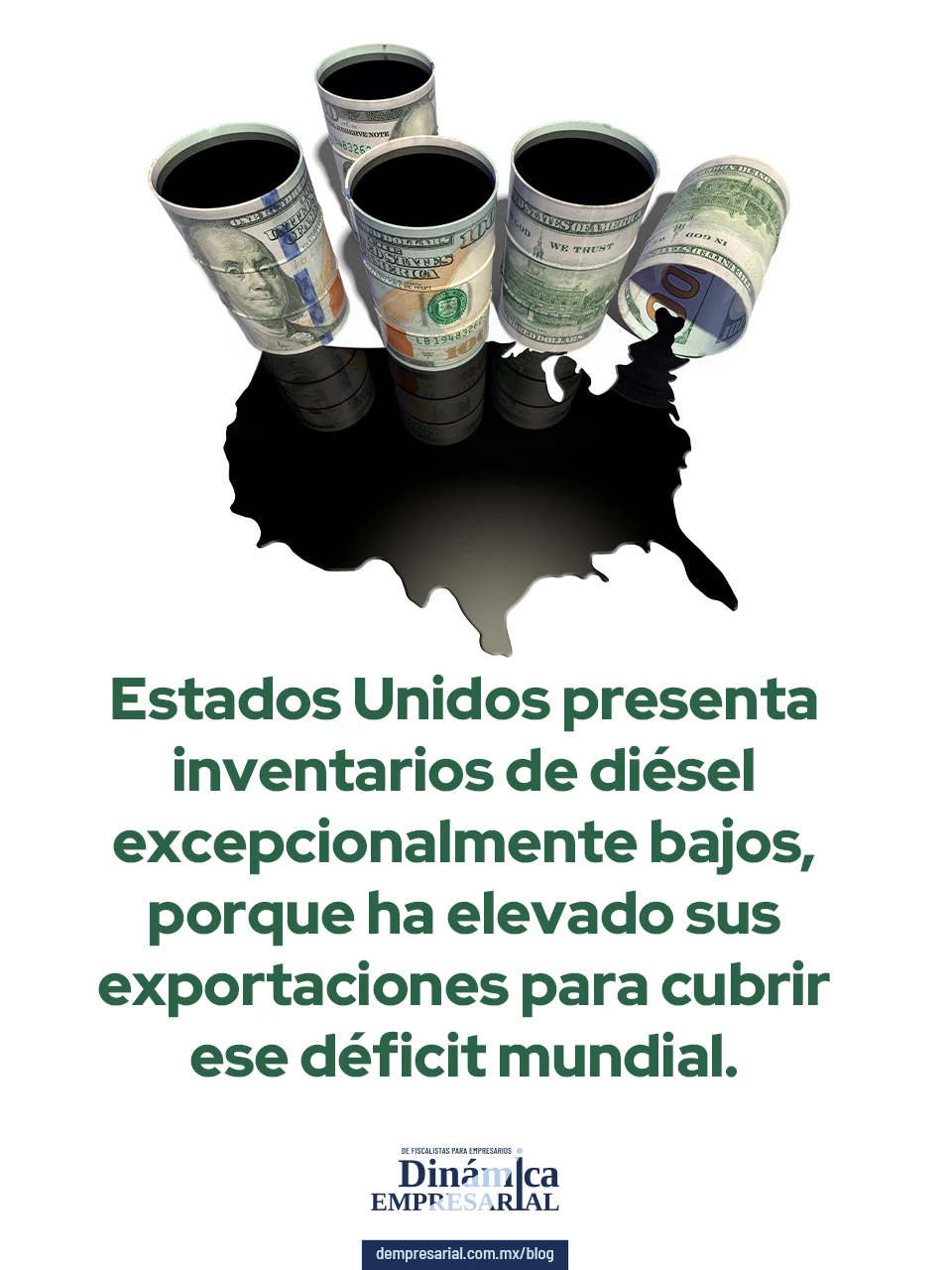 Estados Unidos presenta inventarios de diésel excepcionalmente bajos, porque ha elevado sus exportaciones para cubrir ese déficit mundial.