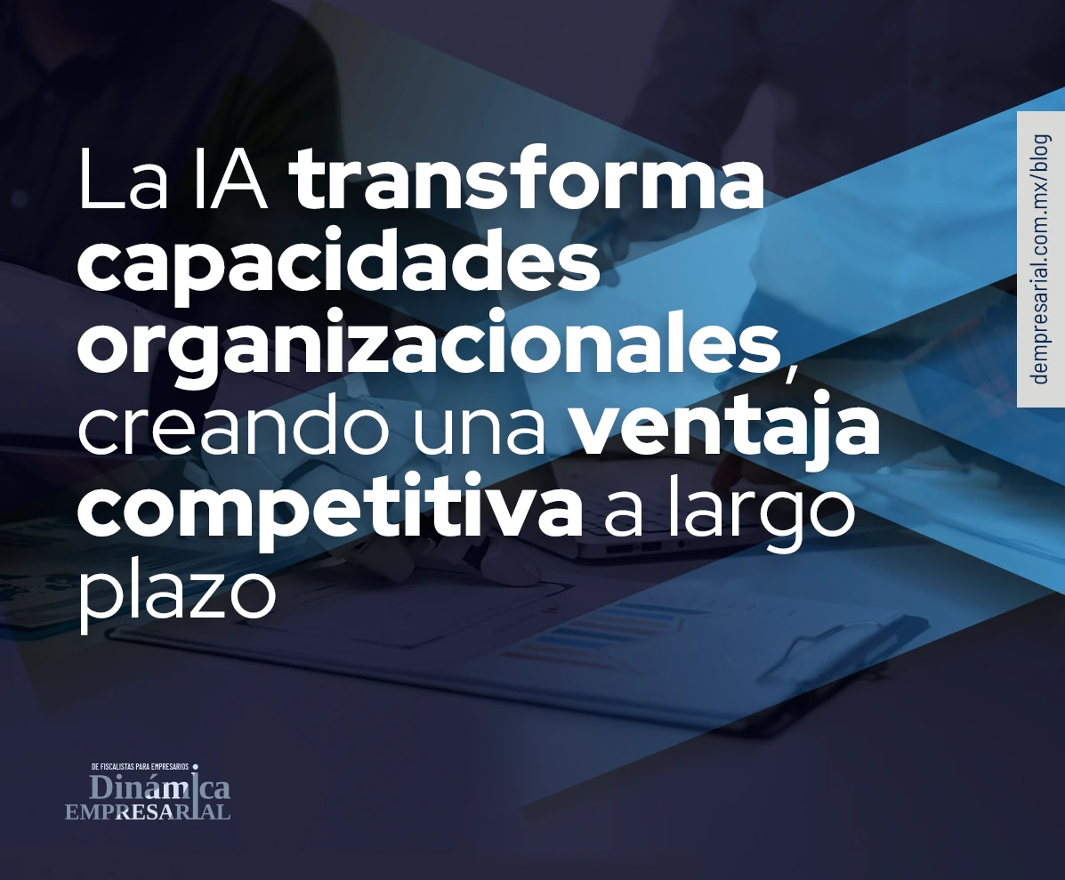 La IA transforma capacidades organizacionales, creando una ventaja competitiva a largo plazo.